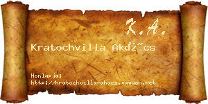 Kratochvilla Akács névjegykártya